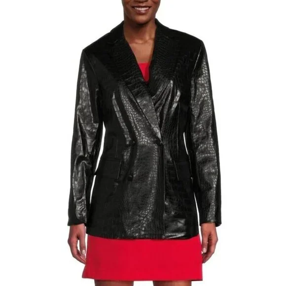 NEW! Sam Edelman Women's XL Braellynn Croc Embossed Faux Leather Blazer NWT $179 - Picture 1 of 2